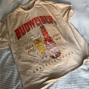 Junk Food Clothing Beige Budweiser Oversized Tee